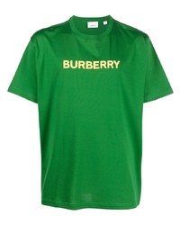 grünes bedrucktes T-Shirt mit einem Rundhalsausschnitt von Burberry
