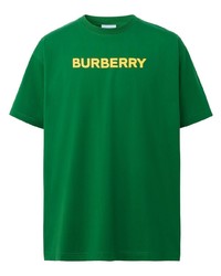grünes bedrucktes T-Shirt mit einem Rundhalsausschnitt von Burberry