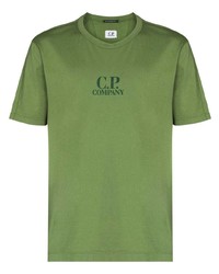 grünes bedrucktes T-Shirt mit einem Rundhalsausschnitt von C.P. Company