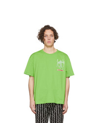 grünes bedrucktes T-Shirt mit einem Rundhalsausschnitt von Charles Jeffrey Loverboy