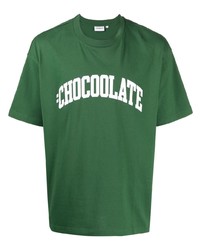 grünes bedrucktes T-Shirt mit einem Rundhalsausschnitt von Chocoolate