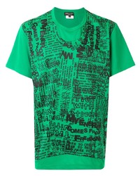 grünes bedrucktes T-Shirt mit einem Rundhalsausschnitt von Comme Des Garcons Homme Plus