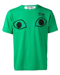 grünes bedrucktes T-Shirt mit einem Rundhalsausschnitt von Comme Des Garcons Play
