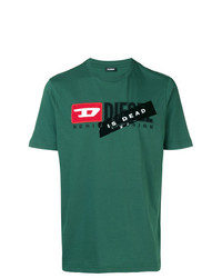 grünes bedrucktes T-Shirt mit einem Rundhalsausschnitt von Diesel