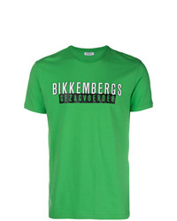 grünes bedrucktes T-Shirt mit einem Rundhalsausschnitt von Dirk Bikkembergs