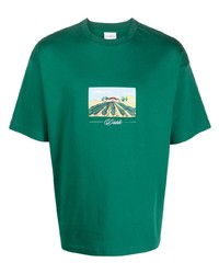 grünes bedrucktes T-Shirt mit einem Rundhalsausschnitt von Drôle De Monsieur