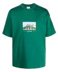 grünes bedrucktes T-Shirt mit einem Rundhalsausschnitt von Drôle De Monsieur