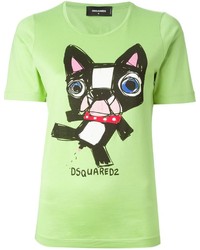 grünes bedrucktes T-Shirt mit einem Rundhalsausschnitt von DSquared