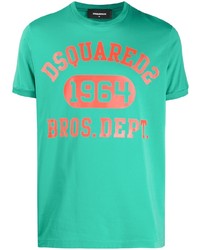 grünes bedrucktes T-Shirt mit einem Rundhalsausschnitt von DSQUARED2