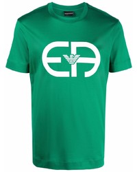 grünes bedrucktes T-Shirt mit einem Rundhalsausschnitt von Ea7 Emporio Armani