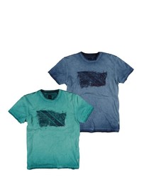 grünes bedrucktes T-Shirt mit einem Rundhalsausschnitt von ENGBERS