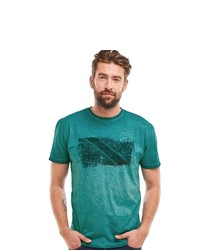 grünes bedrucktes T-Shirt mit einem Rundhalsausschnitt von ENGBERS