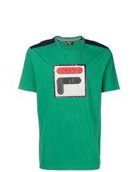 grünes bedrucktes T-Shirt mit einem Rundhalsausschnitt von Fila