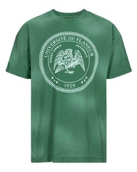 grünes bedrucktes T-Shirt mit einem Rundhalsausschnitt von Flaneur Homme