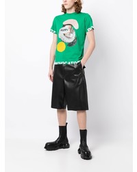 grünes bedrucktes T-Shirt mit einem Rundhalsausschnitt von Walter Van Beirendonck