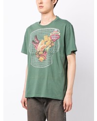 grünes bedrucktes T-Shirt mit einem Rundhalsausschnitt von Doublet