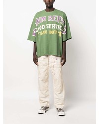 grünes bedrucktes T-Shirt mit einem Rundhalsausschnitt von KAPITAL