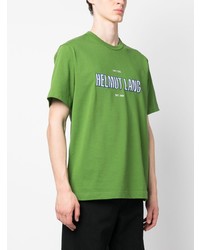 grünes bedrucktes T-Shirt mit einem Rundhalsausschnitt von Helmut Lang