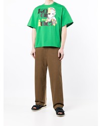 grünes bedrucktes T-Shirt mit einem Rundhalsausschnitt von Kolor
