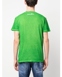 grünes bedrucktes T-Shirt mit einem Rundhalsausschnitt von DSQUARED2