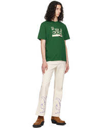 grünes bedrucktes T-Shirt mit einem Rundhalsausschnitt von Carne Bollente