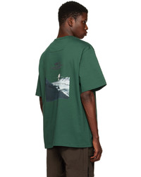 grünes bedrucktes T-Shirt mit einem Rundhalsausschnitt von Juun.J