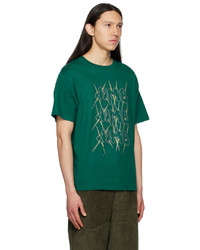 grünes bedrucktes T-Shirt mit einem Rundhalsausschnitt von Dime