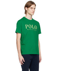 grünes bedrucktes T-Shirt mit einem Rundhalsausschnitt von Polo Ralph Lauren