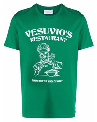 grünes bedrucktes T-Shirt mit einem Rundhalsausschnitt von Harmony Paris