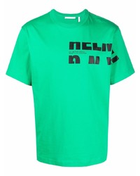 grünes bedrucktes T-Shirt mit einem Rundhalsausschnitt von Helmut Lang