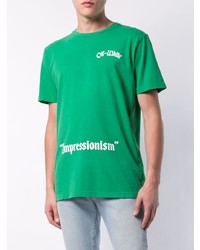 grünes bedrucktes T-Shirt mit einem Rundhalsausschnitt von Off-White