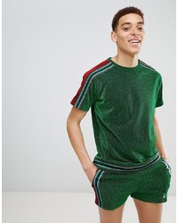 grünes bedrucktes T-Shirt mit einem Rundhalsausschnitt von Jaded London
