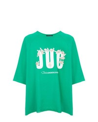 grünes bedrucktes T-Shirt mit einem Rundhalsausschnitt von John Undercover