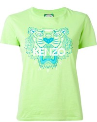 grünes bedrucktes T-Shirt mit einem Rundhalsausschnitt von Kenzo