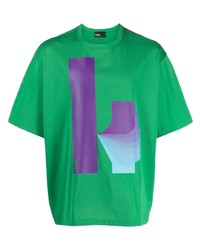 grünes bedrucktes T-Shirt mit einem Rundhalsausschnitt von Kolor