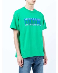 grünes bedrucktes T-Shirt mit einem Rundhalsausschnitt von VERSACE JEANS COUTURE