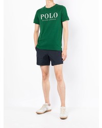 grünes bedrucktes T-Shirt mit einem Rundhalsausschnitt von Polo Ralph Lauren