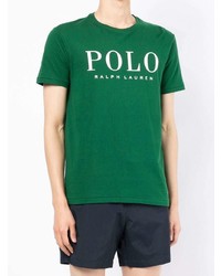 grünes bedrucktes T-Shirt mit einem Rundhalsausschnitt von Polo Ralph Lauren