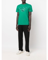 grünes bedrucktes T-Shirt mit einem Rundhalsausschnitt von Emporio Armani