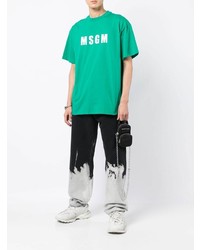 grünes bedrucktes T-Shirt mit einem Rundhalsausschnitt von MSGM