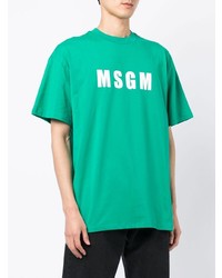 grünes bedrucktes T-Shirt mit einem Rundhalsausschnitt von MSGM