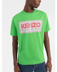 grünes bedrucktes T-Shirt mit einem Rundhalsausschnitt von Kenzo