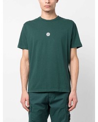 grünes bedrucktes T-Shirt mit einem Rundhalsausschnitt von Stone Island