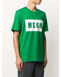 grünes bedrucktes T-Shirt mit einem Rundhalsausschnitt von MSGM