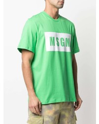 grünes bedrucktes T-Shirt mit einem Rundhalsausschnitt von MSGM