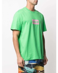 grünes bedrucktes T-Shirt mit einem Rundhalsausschnitt von MSGM