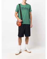 grünes bedrucktes T-Shirt mit einem Rundhalsausschnitt von Polo Ralph Lauren