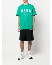 grünes bedrucktes T-Shirt mit einem Rundhalsausschnitt von MSGM