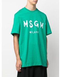 grünes bedrucktes T-Shirt mit einem Rundhalsausschnitt von MSGM