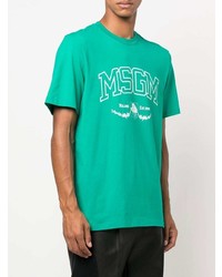 grünes bedrucktes T-Shirt mit einem Rundhalsausschnitt von MSGM